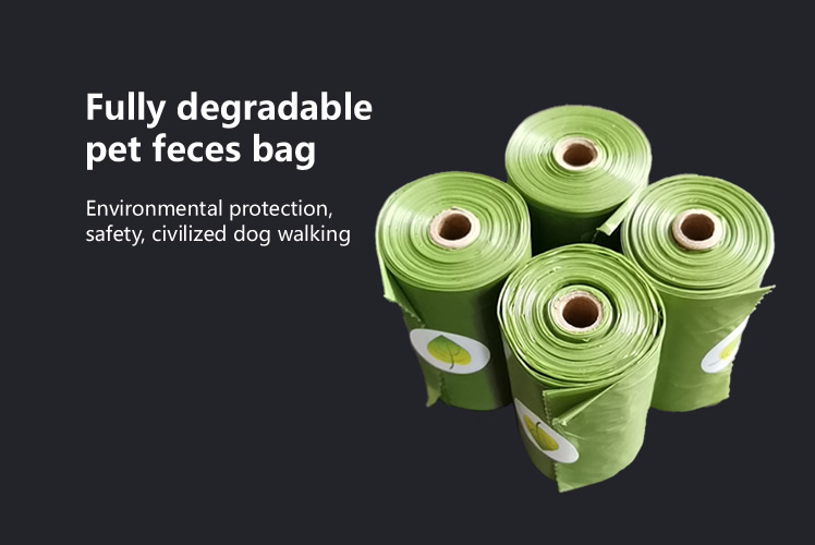 Fully degradable pet feces bag
